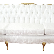 Victorian Gold and White Tufted Sofa