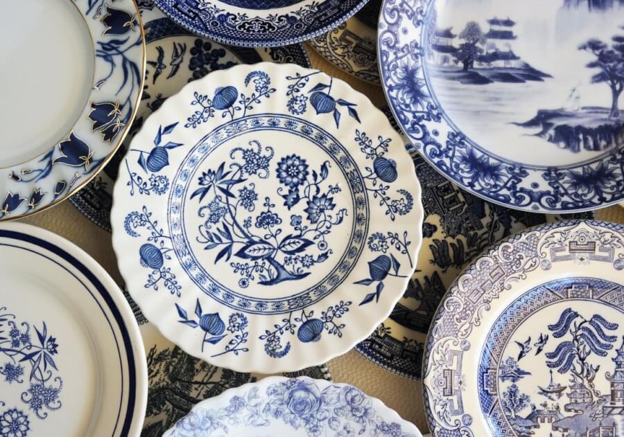 Vintage Blue Dessert Plates