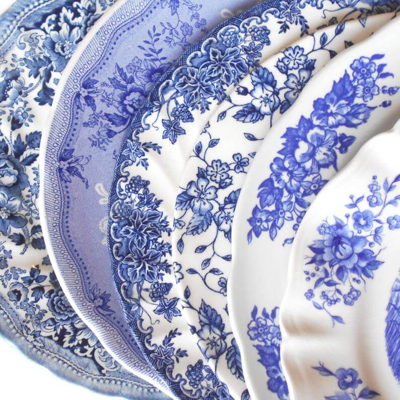 Vintage Blue & White Dinner Plates