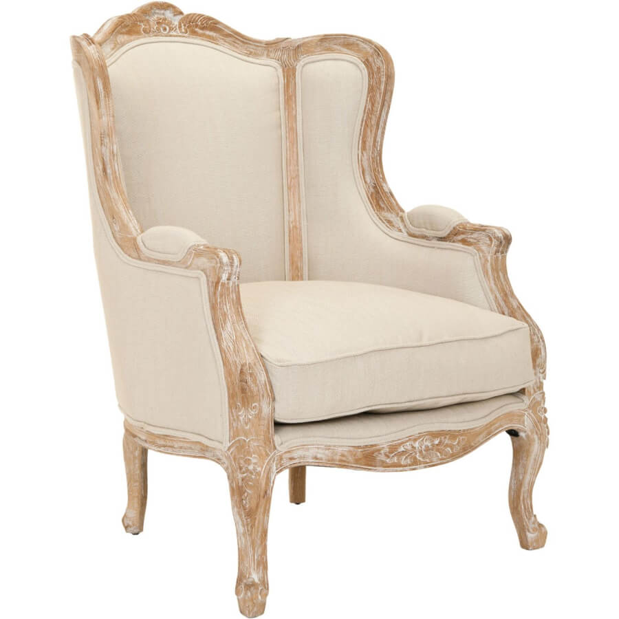 French Neutral Linen Chair