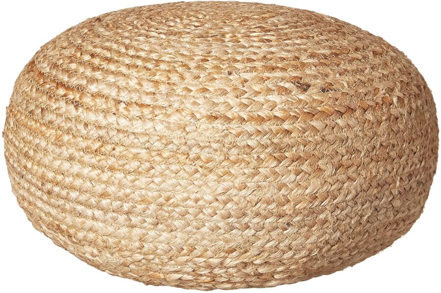 Boho Woven Jute Round Pouf