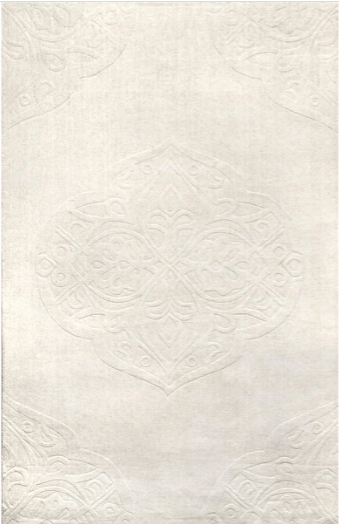 White Oriental Damask Rug