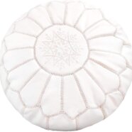 Boho White Moroccan Leather Poufs