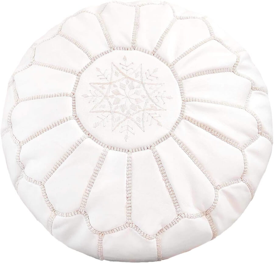 White Moroccan Pouf