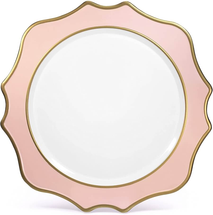 Blush Pink & Gold Scallop Charger