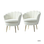 Scallop White Velvet Chairs