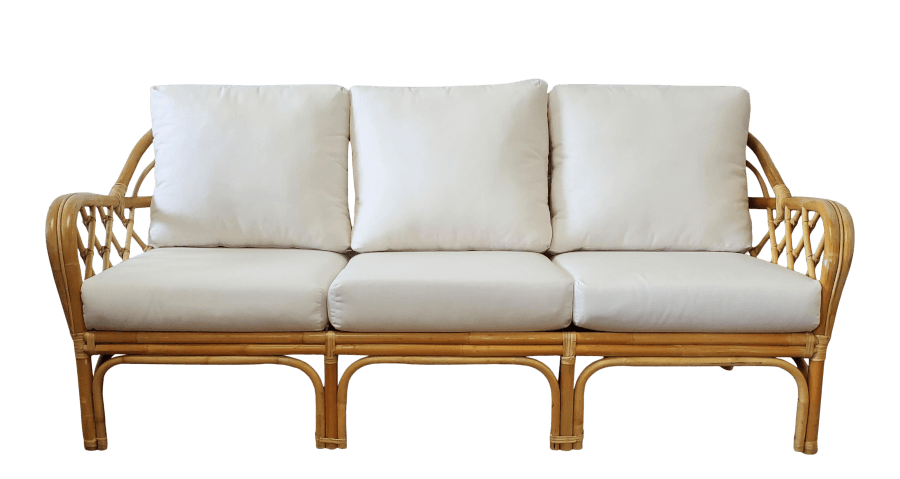 Vintage Bamboo & Ivory Sofa