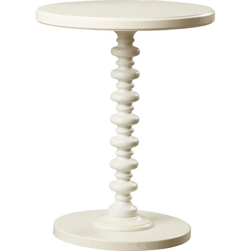 White Pedestal End Table