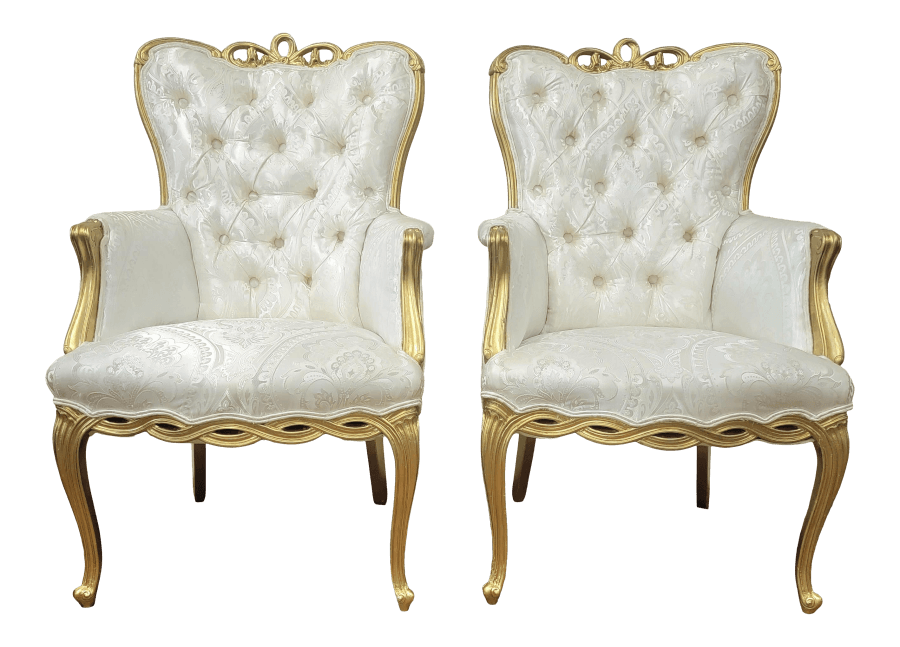 White & Gold Tufted Chairs