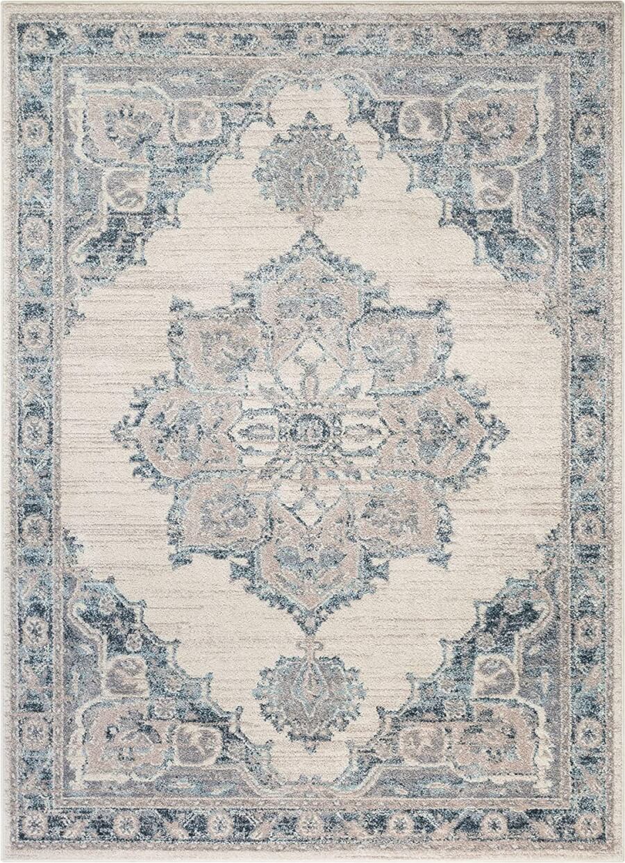 Dusty Blue & White Oriental Rug