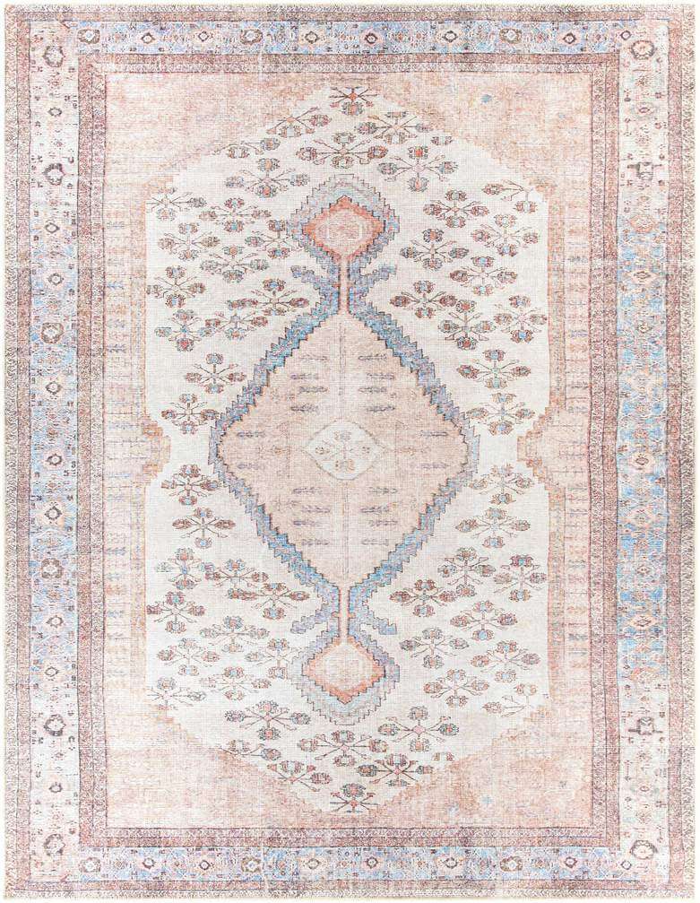 Boho Blush & Blue Oriental Rug