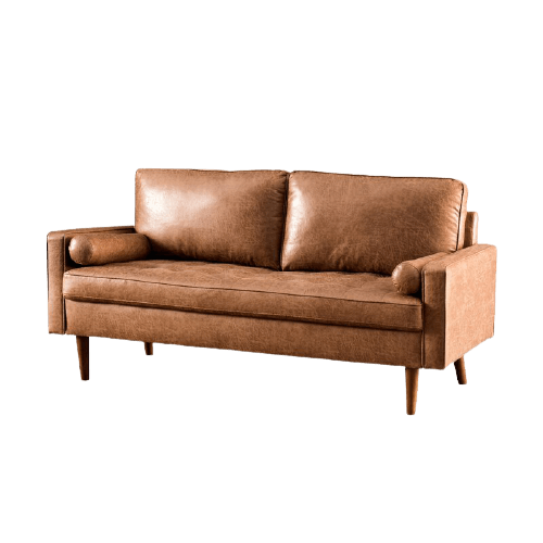 Boho Tan Leather Sofa