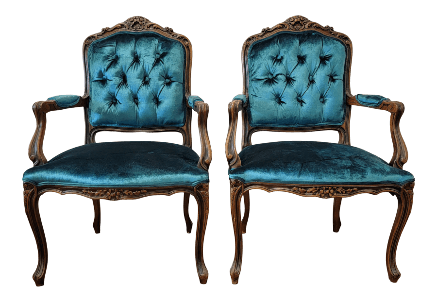 French Velvet Teal Chairs