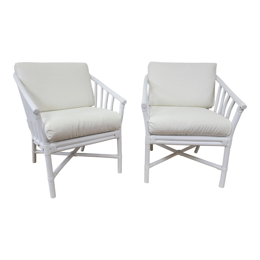Boho Bamboo White Garden Chairs