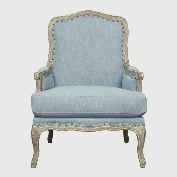French Dusty Blue Velvet Armchairs