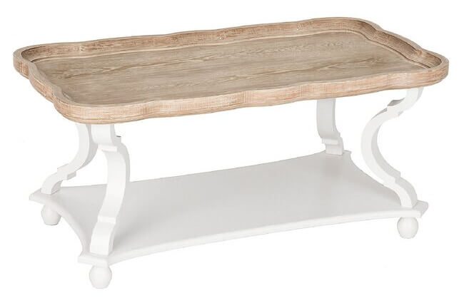 French White & Oak Scroll Coffee Table