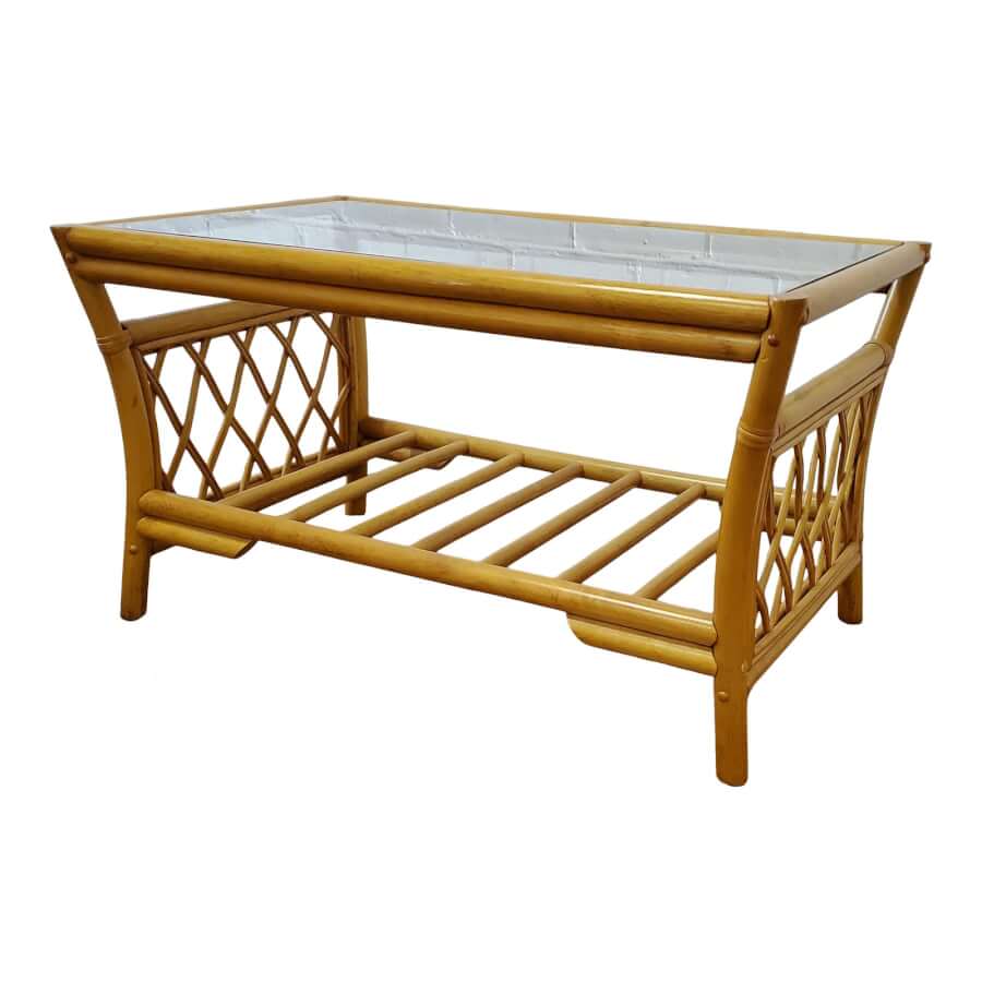 Boho Bamboo & Glass Coffee Table