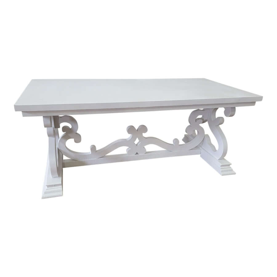 White Trestle Coffee Table