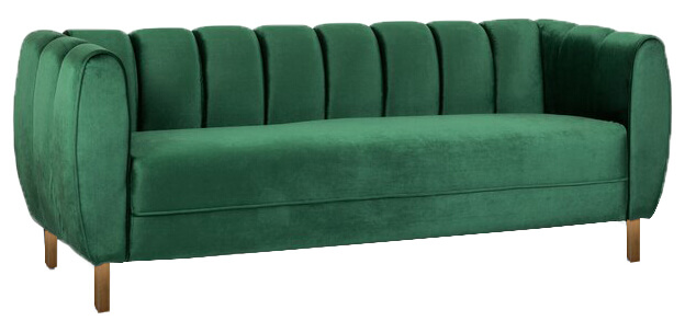 Green Velvet & Gold Channel Sofa