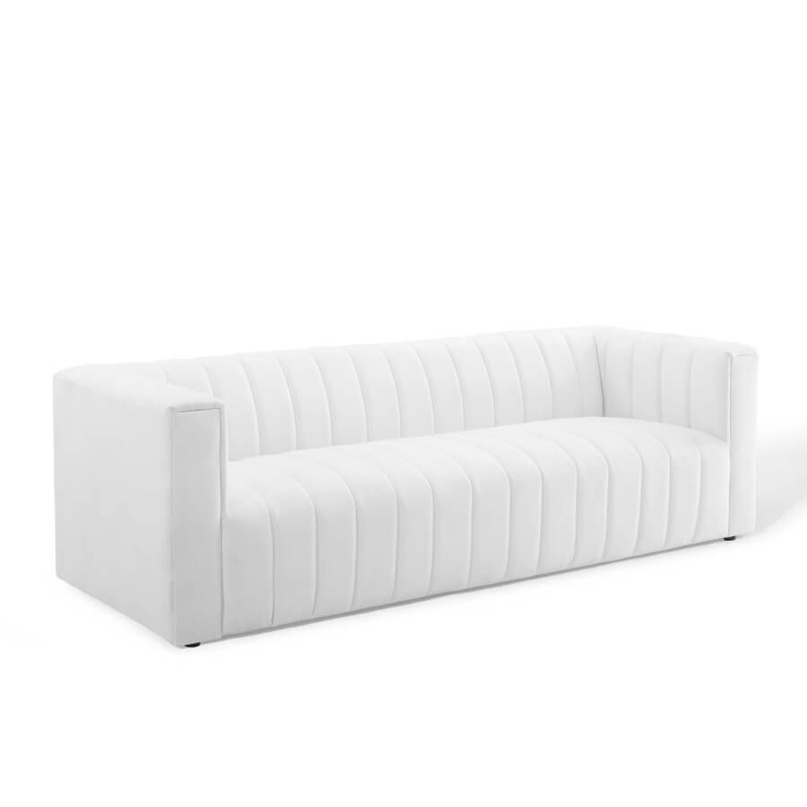 Mod White Channel Sofa