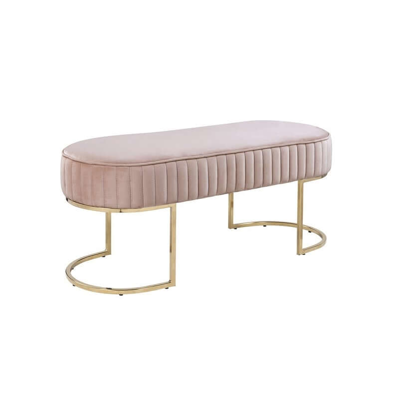 Blush Pink & Gold Pleated Bench