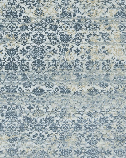 Vintage Dusty Blue Damask Rug