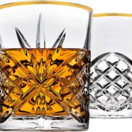 Gold Rim Crystal Rocks Glass