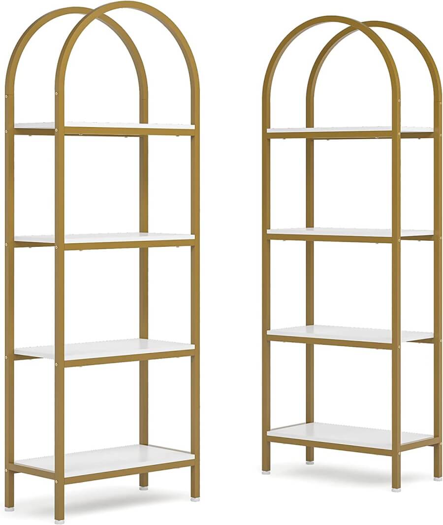 Gold & White Arch Backbar Display Shelves