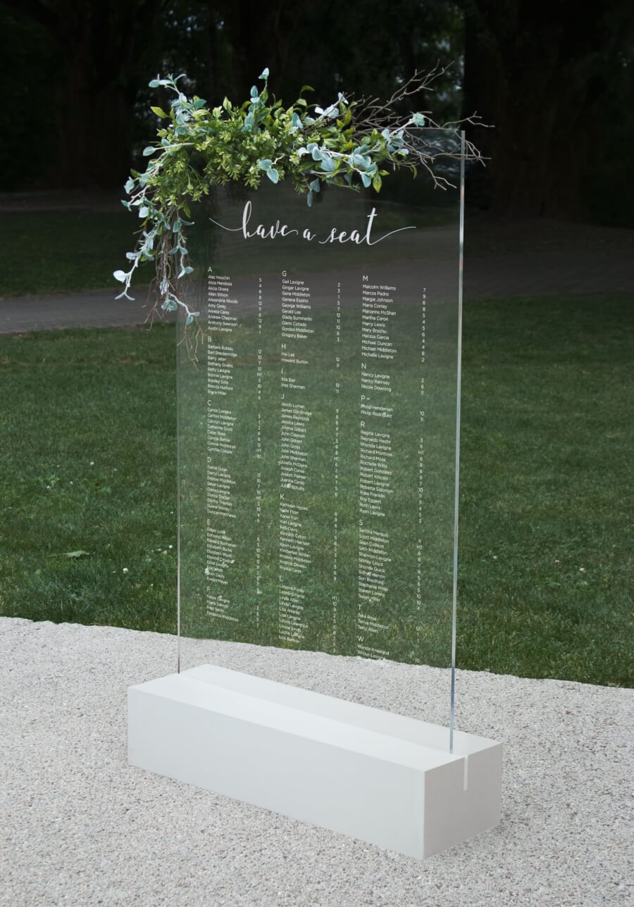 Standing Acrylic Seating Chart