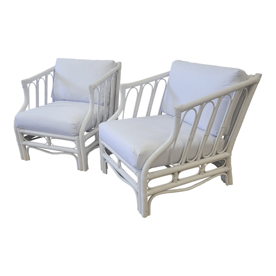 Boho Bamboo White Lounge Chairs