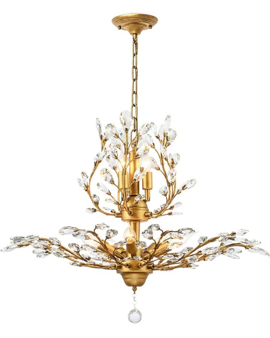 Floral Crystal & Gold Chandelier