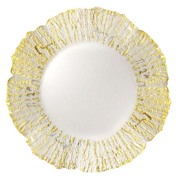 Flower Gold Glass Charger Plate