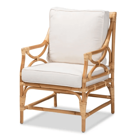 Bamboo White Linen Armchairs
