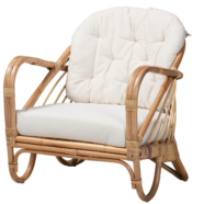 Mod Bohemian Bamboo White Linen Lounge Chairs