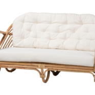 Mod Bohemian Bamboo White Linen Loveseat