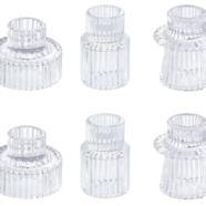 Clear Glass Ribbed Candlestick Holders