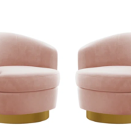 Light Pink Velvet Barrel Chairs